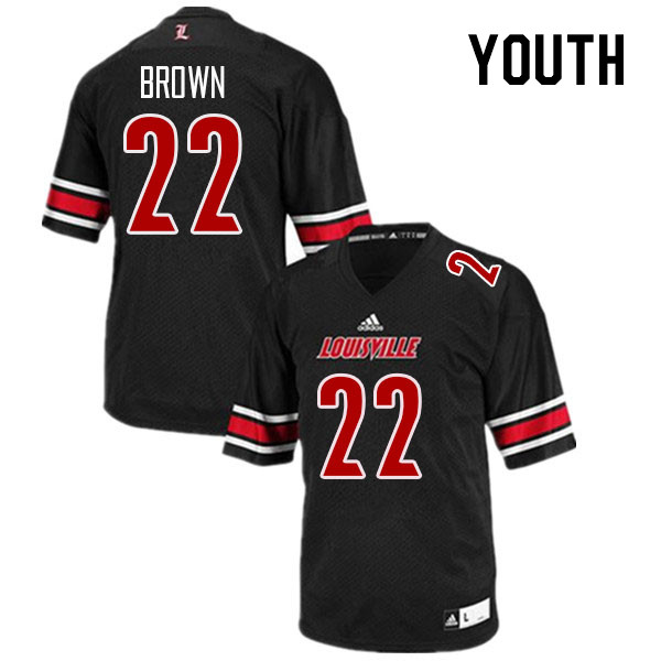 Youth #22 Keyjuan Brown Louisville Cardinals College Football Jerseys Stitched Sale-Black